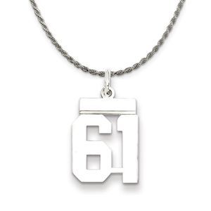 Sterling Silver Athletic Lg Polished Number 61 Necklace - 20 Inch